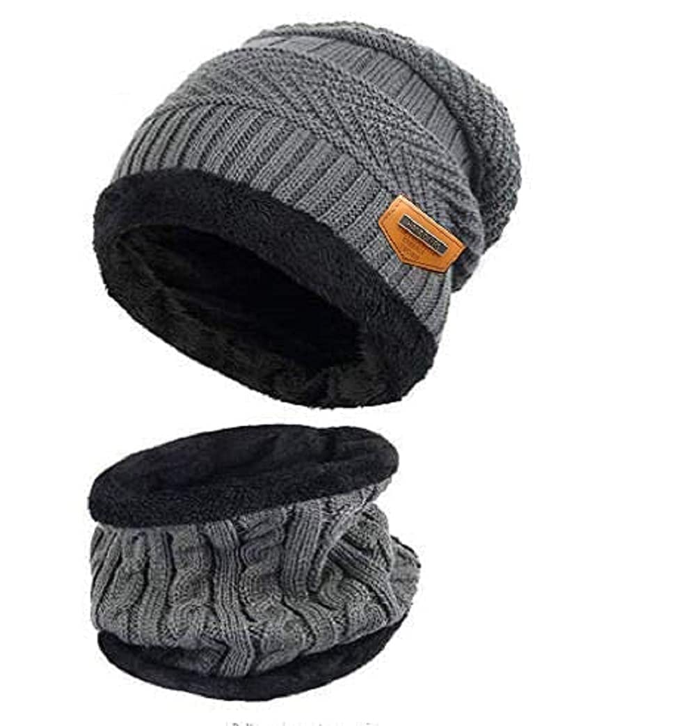 Digital Shopeeultra Soft Unisex Woolen Beanie Cap + Neck Scarf Set For Men I Women I Girl I Boy - Warm, Snow Proof