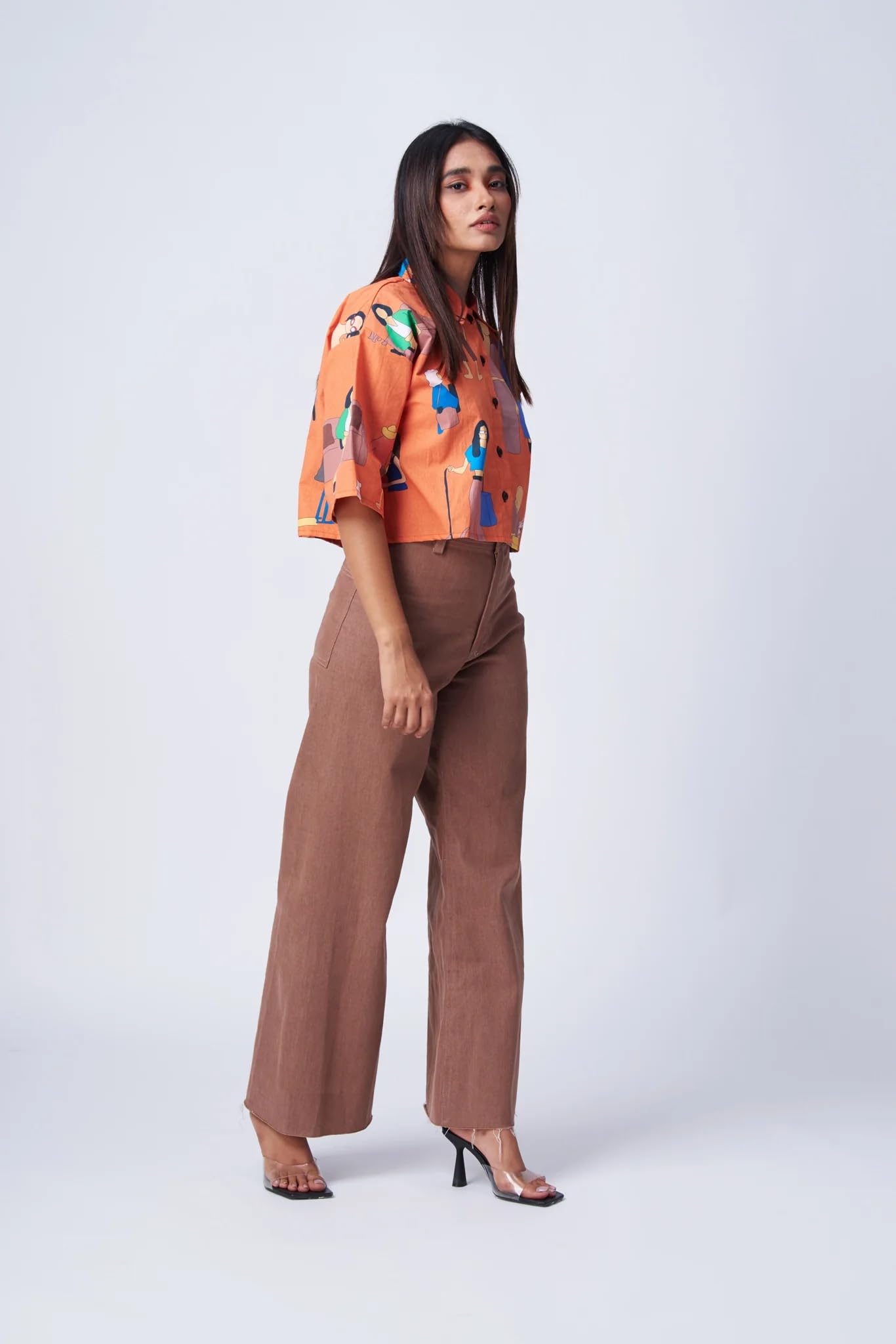 Leriya Fashion WomenS Oversized Fit Shirt (Lf-W2025_Orange