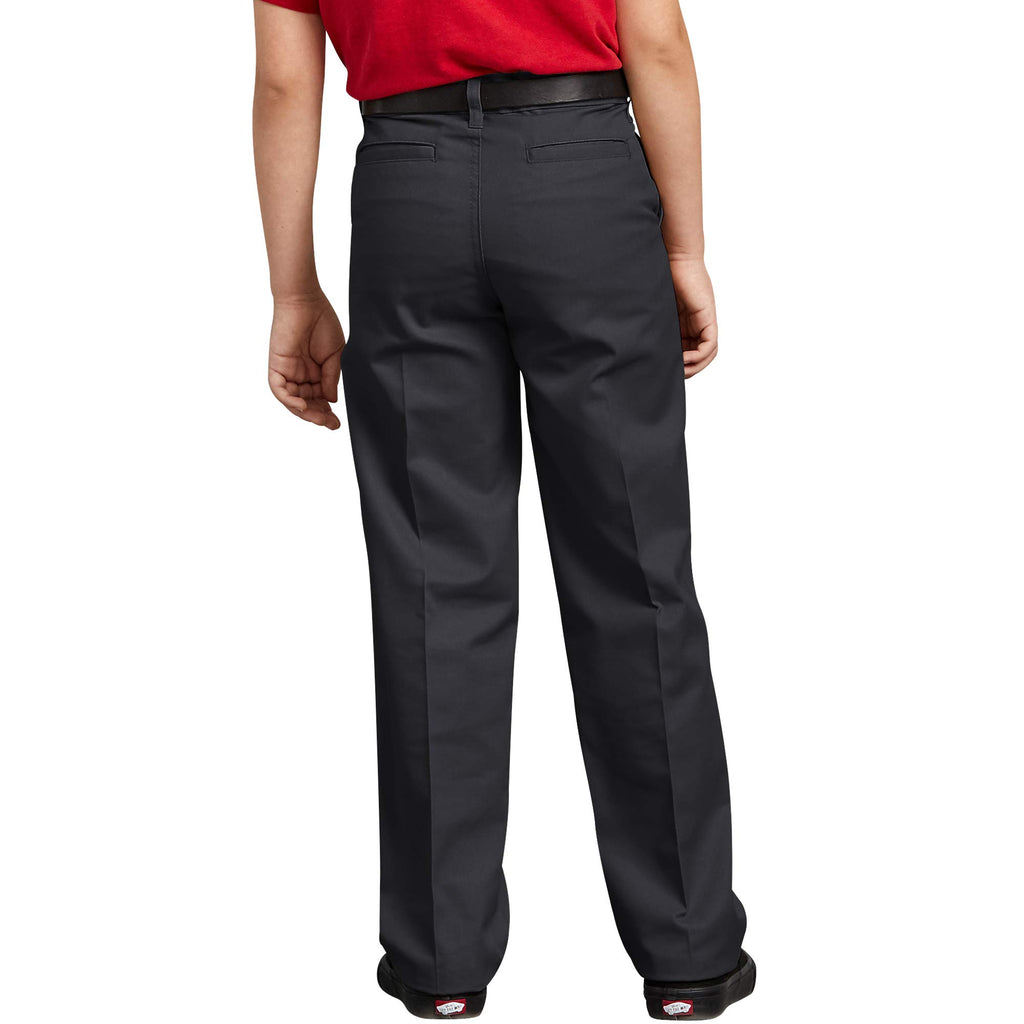 Dickies Boy's Big Flex Waist Flat Front Pants, Black, 20 Husky