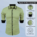 Zombom MenS Solid Cotton Blend Regular Fit Full Sleeves Casual Shirt With Spread Collar Shirt For Men