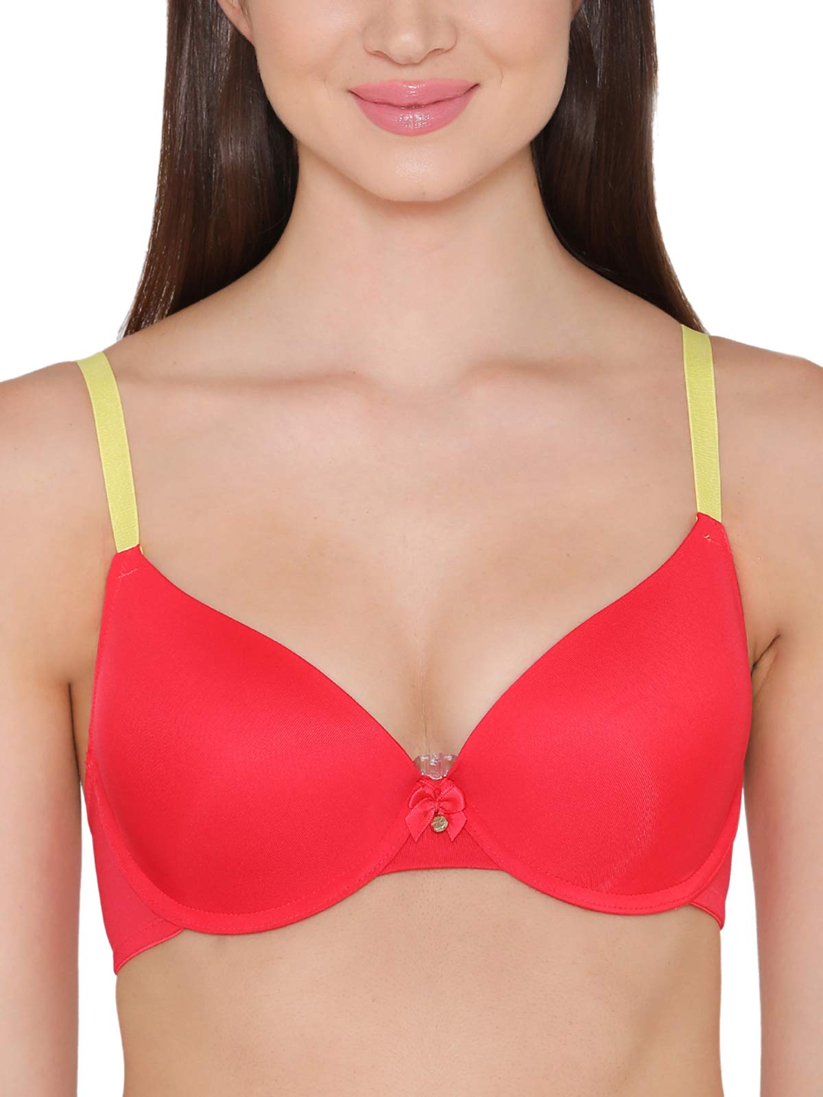 Clovia Womens Lightly Padded Underwired T-Shirt Bra (BR1917P04_Red_36D)