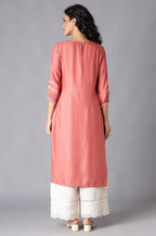 W For Woman Women'S Rayon Kurta & Parallel Pant (22Fews15961-217031_Salmon Pink
