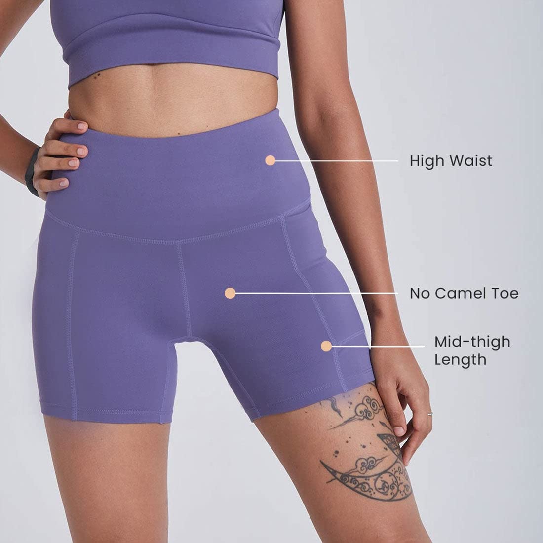 BlissClub Women The Ultimate Shorties | High Waist |Mid Thigh Length | Gym Shorts for Women | 2 Pockets | CloudSoft Fabric.