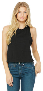 Ladies Racerback cropped Tank - HEATHER OLIVE - S(D0102H7WYZ2)