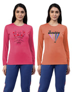 Lyra WomenS Cotton Printed Round Neck Full Sleeves T-Shirt