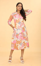 Kesudi A Line Dresses For Women Western Latest - Rayon Floral One Piece Dress For Women Long | Stylish Flared Shirt Knee Length