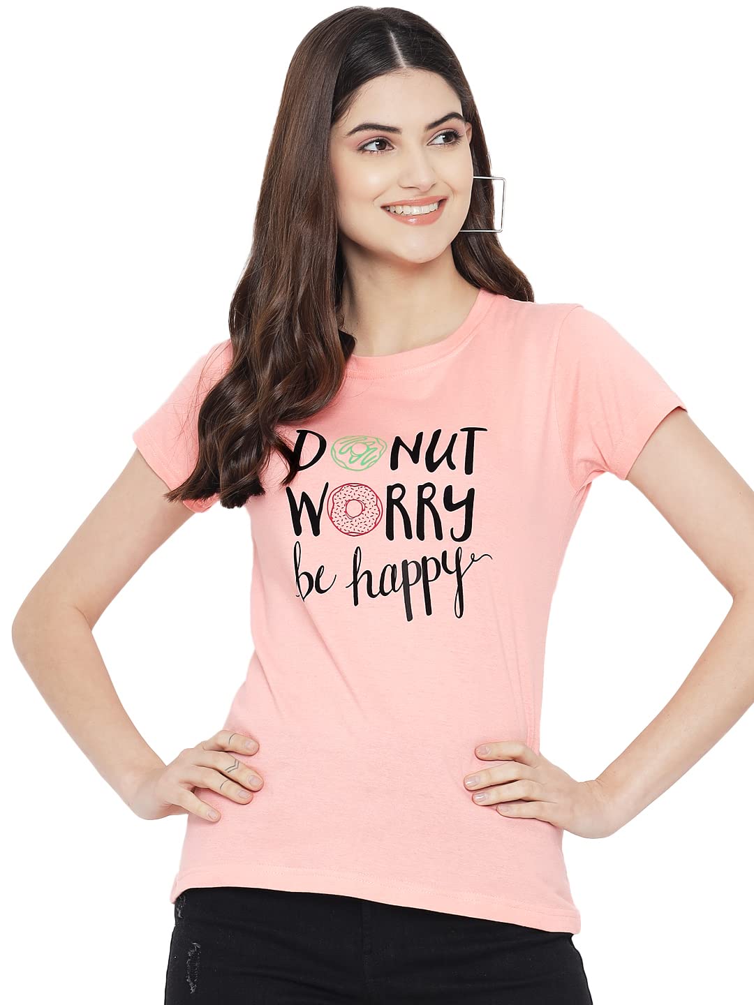 Preneum Womens Cotton Regular Fit Latest Graphic Stylish Printed Short Sleeves Casual T-Shirt || Trendy & Styles (Pack 3), Peac