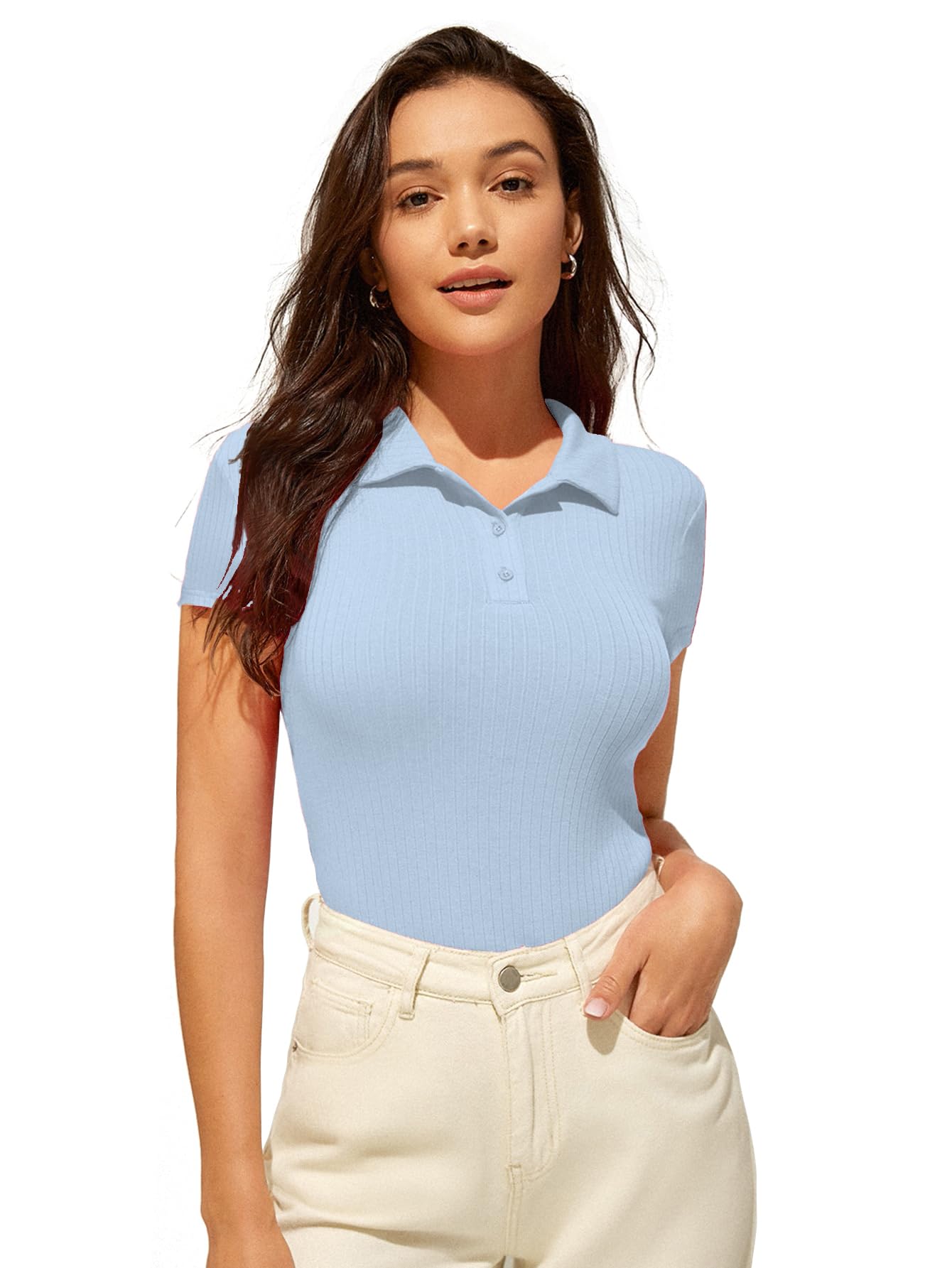 Sugathari Womens & Girls Sky Blue Short Sleeve Top for Women Tops T-Shirts for Girls (TOP 44 Sky Blue XL)