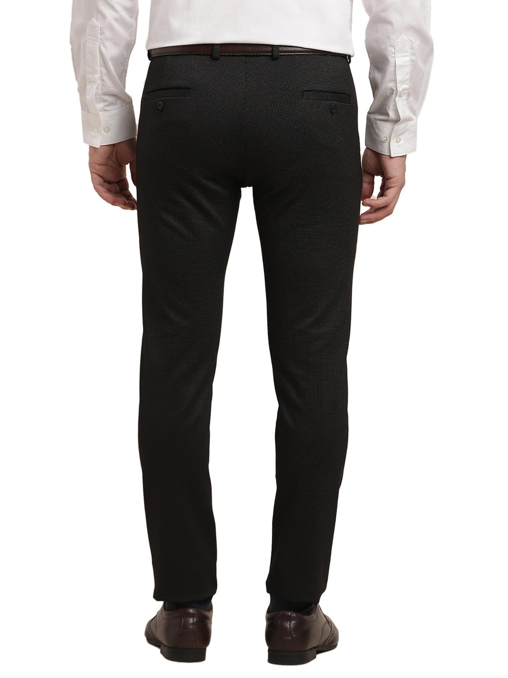 Turtle Men Cotton Stretch Black Solid Ultra Slim Fit Formal Trouser