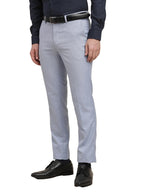 Turtle Men Pv Linen Light Blue Dobby Printed Slim Fit Formal Trouser