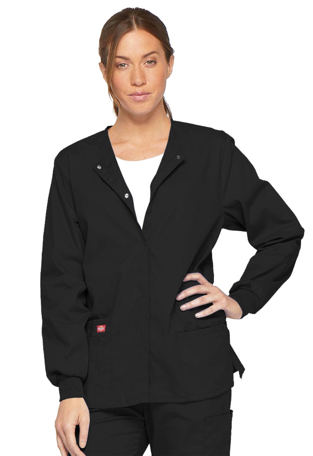 Dickies Womens Eds Signature Scrubs Missy Fit Snap Front WarmUp Jacket, Black, XXLarge 2