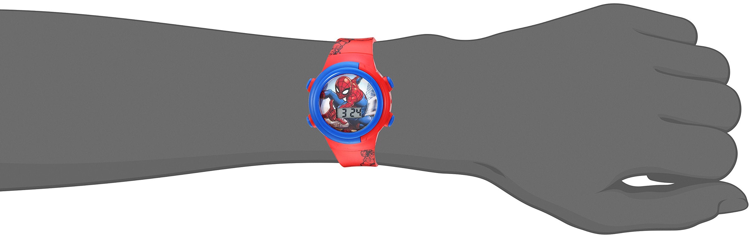 Accutime Kids Marvel Spider-Man Digital Quartz Plastic Watch for Boys & Girls with LCD Display, Blue/Red (Model: SPD4480)