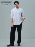 The Souled Store Slim-Fit Shirt: Ice Blue Stripes Lilac Stripes Men and Boys Long Sleeves Collared Neck Buttonfront Striped Regu