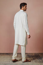 Manyavar Mens Kurta, Full Sleeve Mandarin Collared Ethnic Knee Length Kurta, Linen Kurta For Festival, Wedding, Party, Anniversa