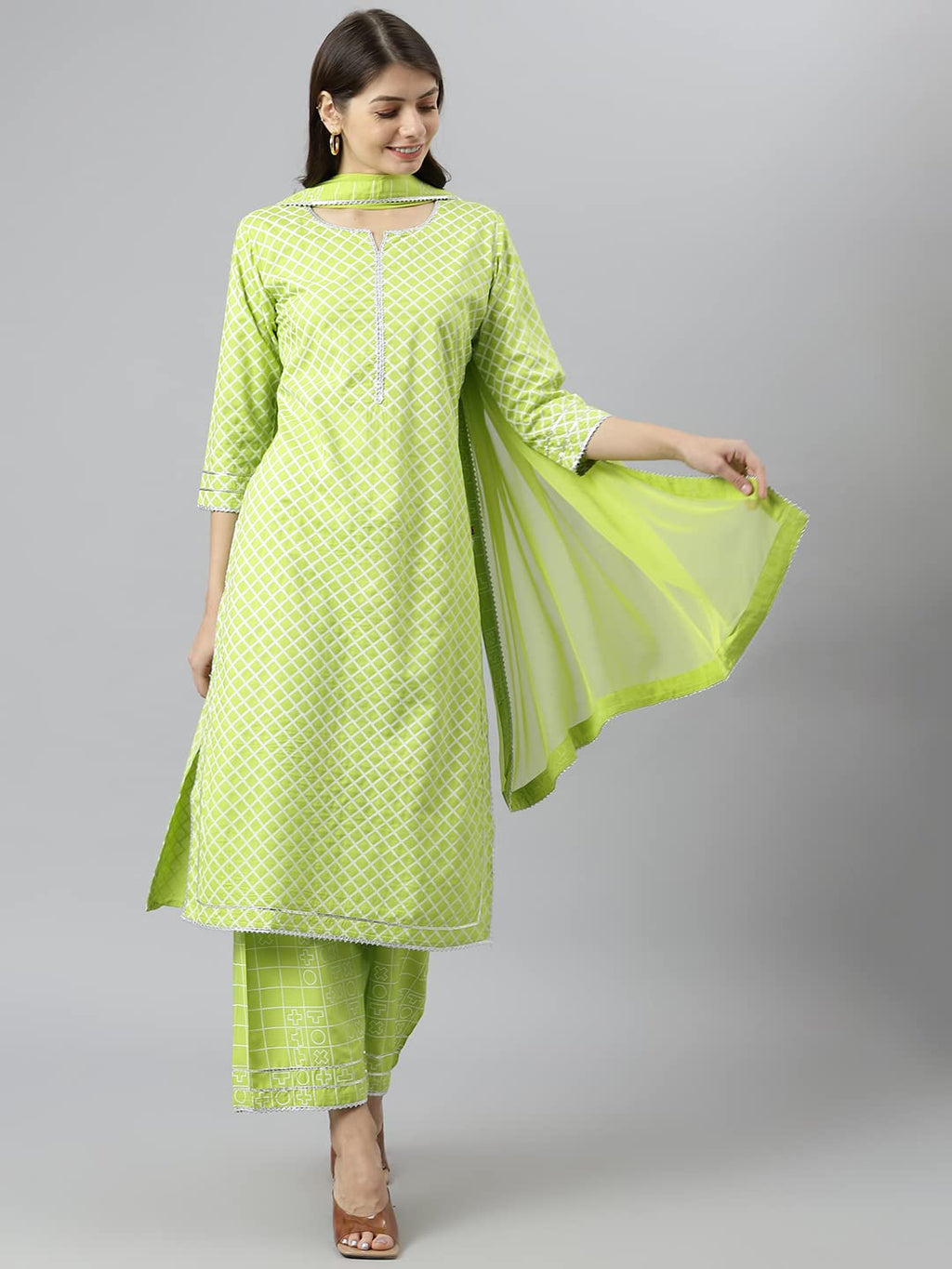 Anni Designer Women'S Polycotton Straight Kurta With Palazzo & Dupatta (Kairav_New01)