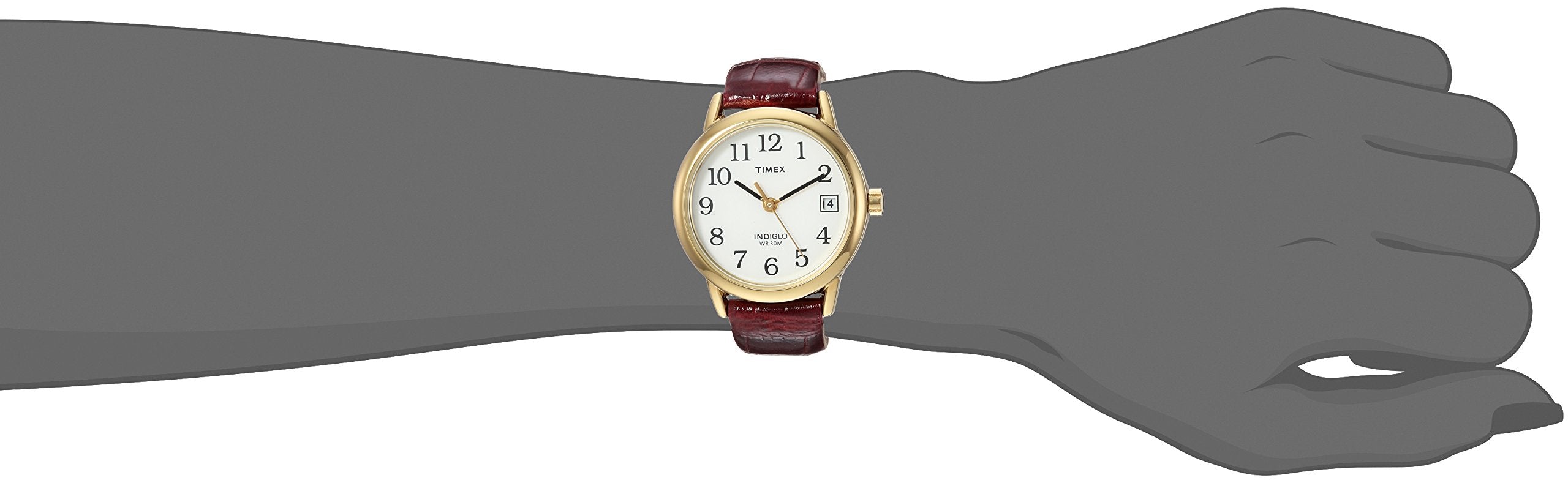 Timex Women's Easy Reader 25mm Watch - Gold-Tone Case White Dial with Burgundy Croco Leather Strap