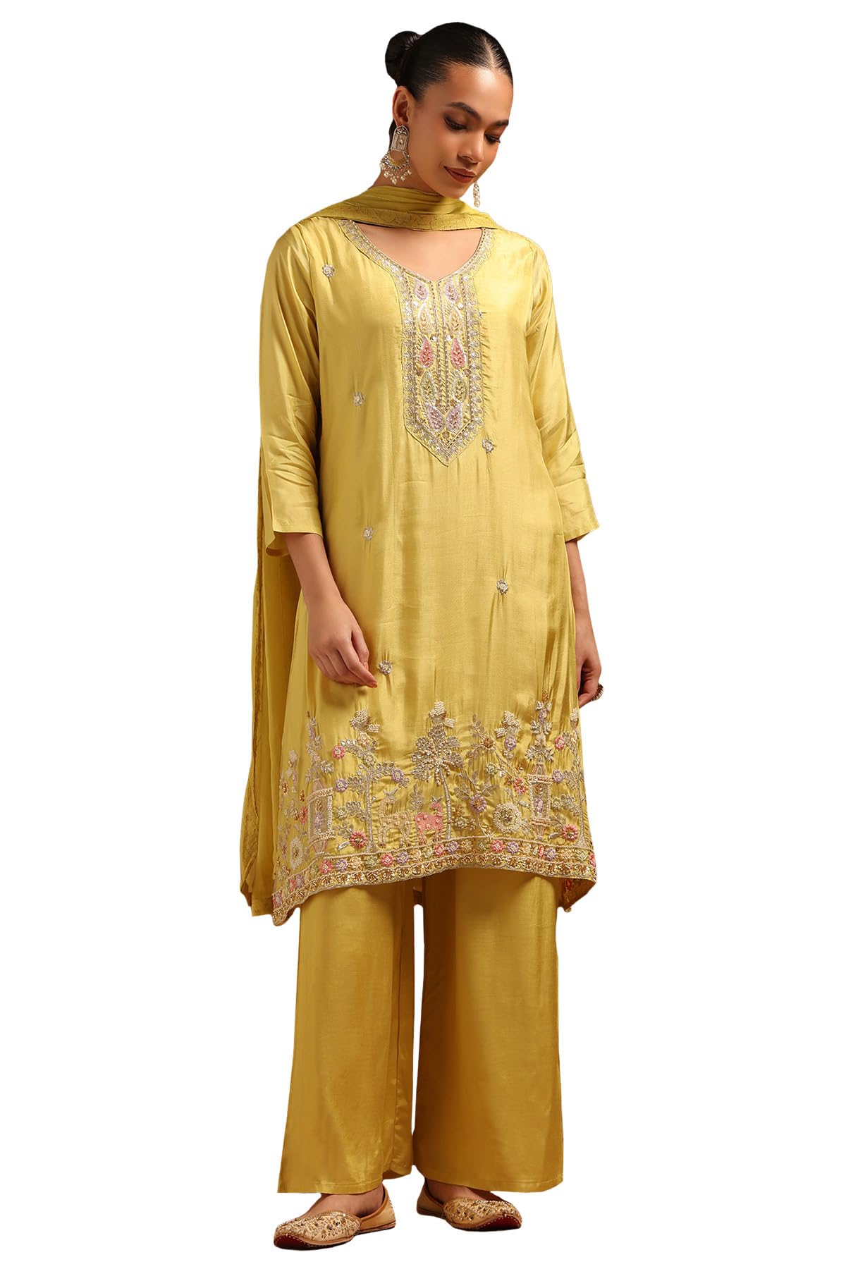 Soch Women Roman Silk Botanical Suit Set with Hand Embroidery and Cutdana Details