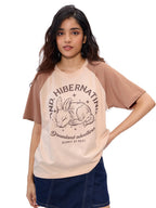 The Souled Store DND Cotton Women & Girls Short Sleeve Round Neck Graphic Printed Relaxed Fit T-Shirts Brown