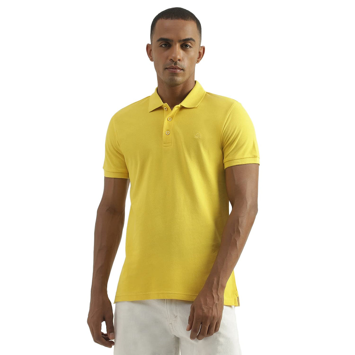 United Colors of Benetton Mens Regular Fit Polo Shirt (23P3089J3333I27T_Yellow 2