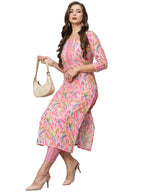 ANNI DESIGNER Womens Cotton Blend Straight Printed Kurta with Pant (Pahal Pink-NW_XL_Pink_X-Large)