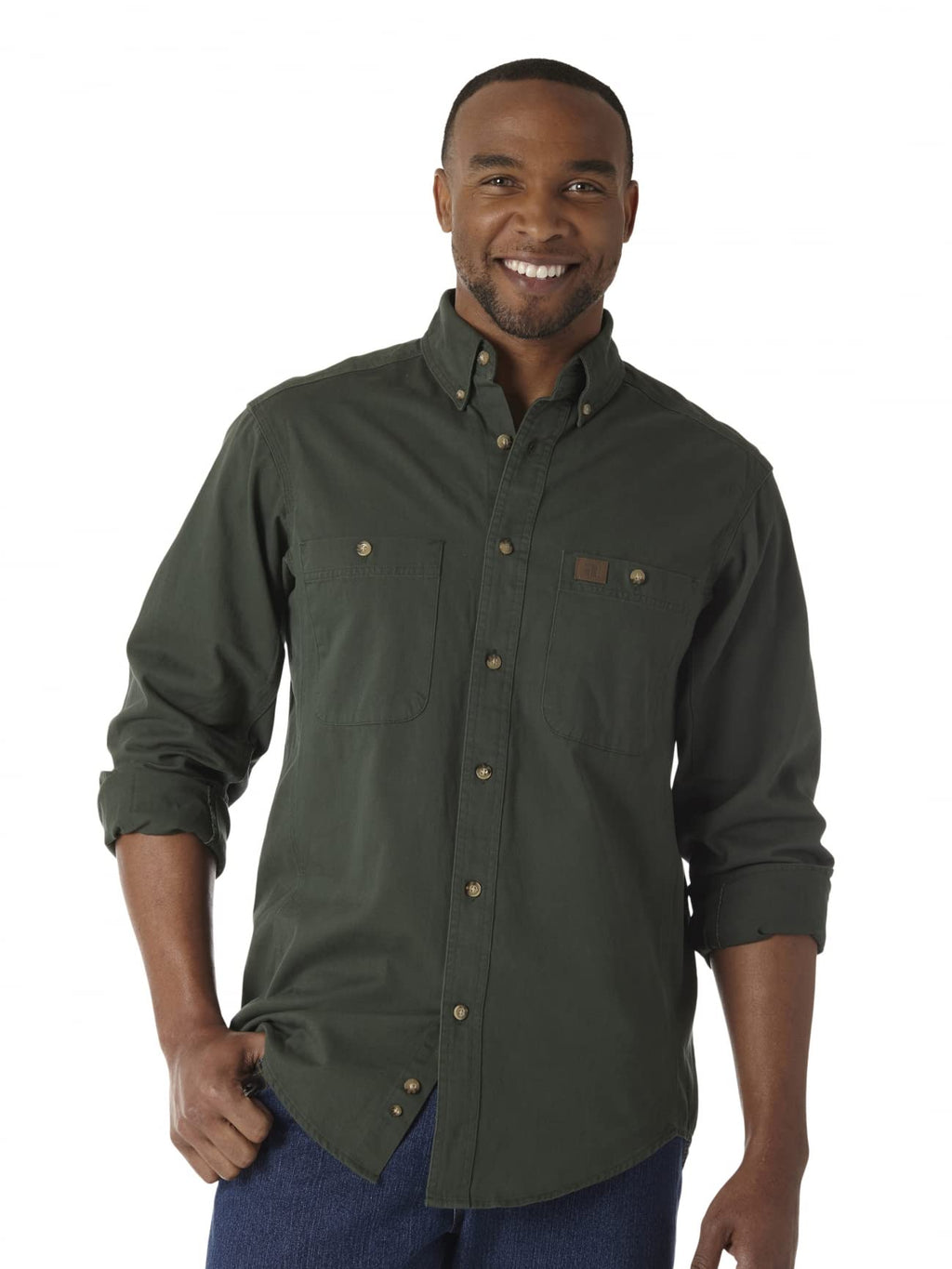 Wrangler Riggs Workwear Men's Big and Tall Logger Twill Long Sleeve Workshirt, Forest Green, XX-Large