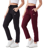 Modeve  Women Cotton Blend Pack of 2 Track Pant for Summer || Women Lower || Women Pyjama || Lounge Pants_Black and Wine_XX-Larg