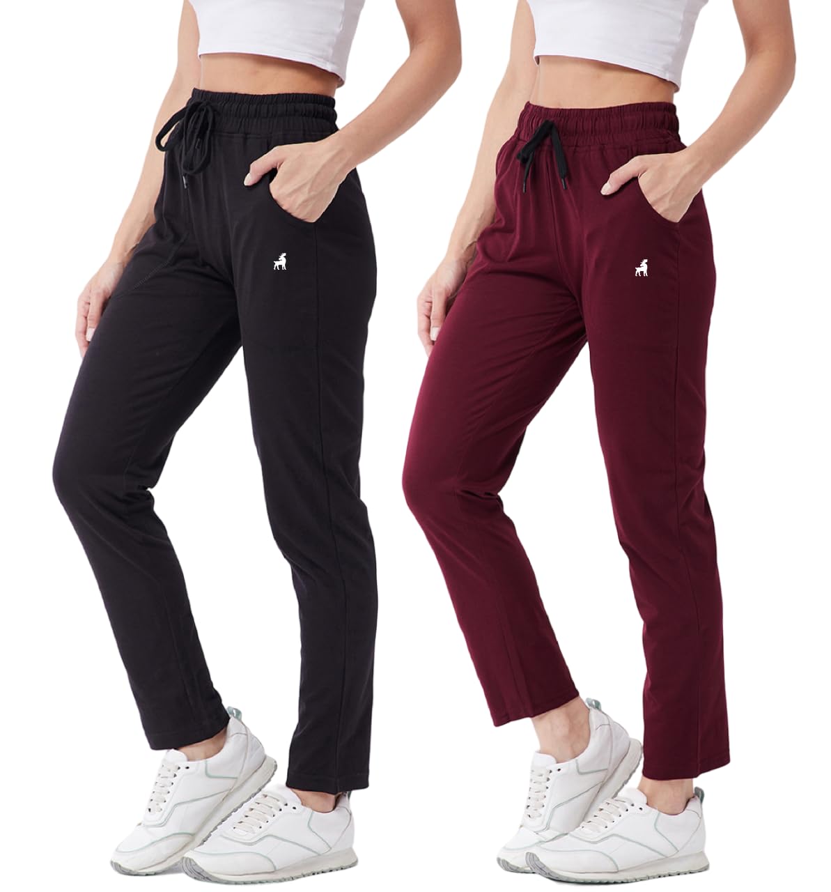 Modeve  Women Cotton Blend Pack of 2 Track Pant for Summer || Women Lower || Women Pyjama || Lounge Pants_Black and Wine_XX-Larg