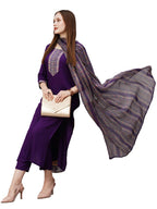 ANNI DESIGNER Womens Cotton Blend Straight Solid Kurta with Pant & Dupatta (SARU-BEGNI_XXL_Blue_XX-Large)