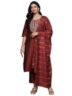 Gerua By Libas Yoke Design Silk Blend Straight Kurta With Trouser and Dupatta
