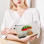 Cosmetic Bags for Women Small Funny Cat Holding Watermelon Umbrella Ice Cream Makeup Bag for Purse Travel Toiletry Bag Accessori