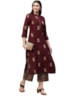 ANNI DESIGNER Women's Cotton Blend Straight Embellished Kurta with Palazzo (Anwita Maroon_XXL_Maroon_XX-Large)
