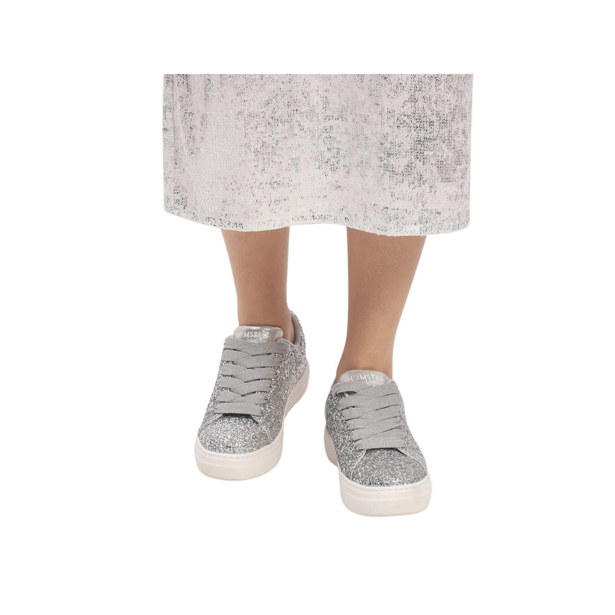 Hamster London Mousehole Silver Party Unisex Sneakers Casual Laceup Shoes for Girl/Boy | Breathable5 5