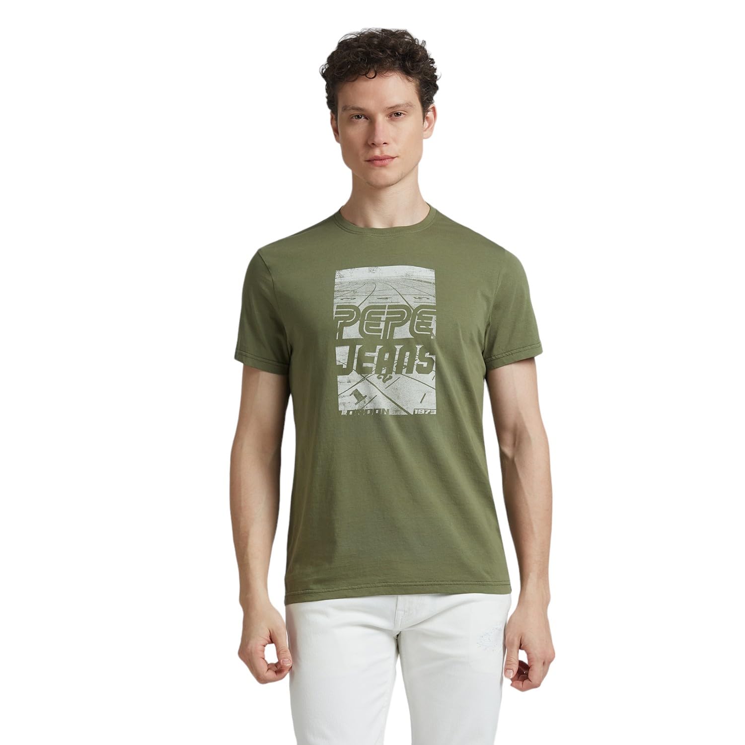 Pepe Jeans MenS Slim Fit T-Shirt (Pm509907_Safari Green
