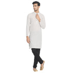 Manyavar Checkerd Full Sleeves Casual Wear Kurta For Men (X-Large, White)