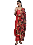 Varanga Red Strap Style Kurta With Straight Pant And Digital Printed Dupatta