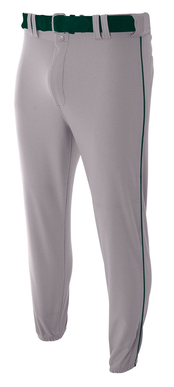 A4 Mens Pro-Style Elastic Bottom Baseball Pant, XL, Grey/Forest