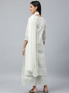 ANNI DESIGNER Women s Kurta with Palazzo and Dupatta, grey, S