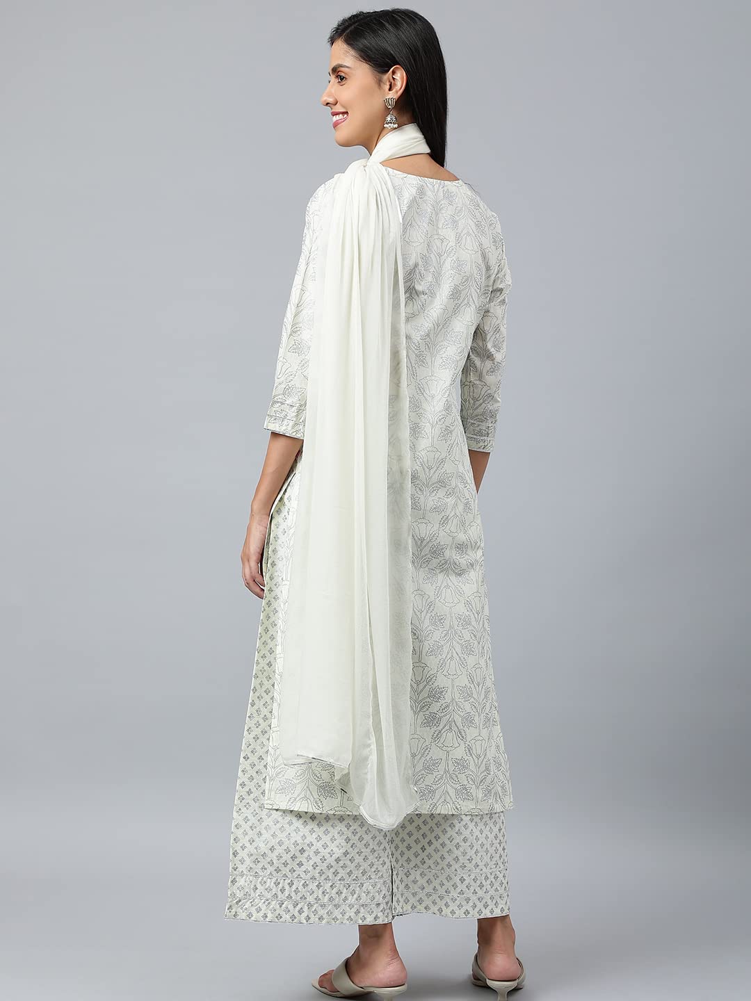 ANNI DESIGNER Women s Kurta with Palazzo and Dupatta, grey, S