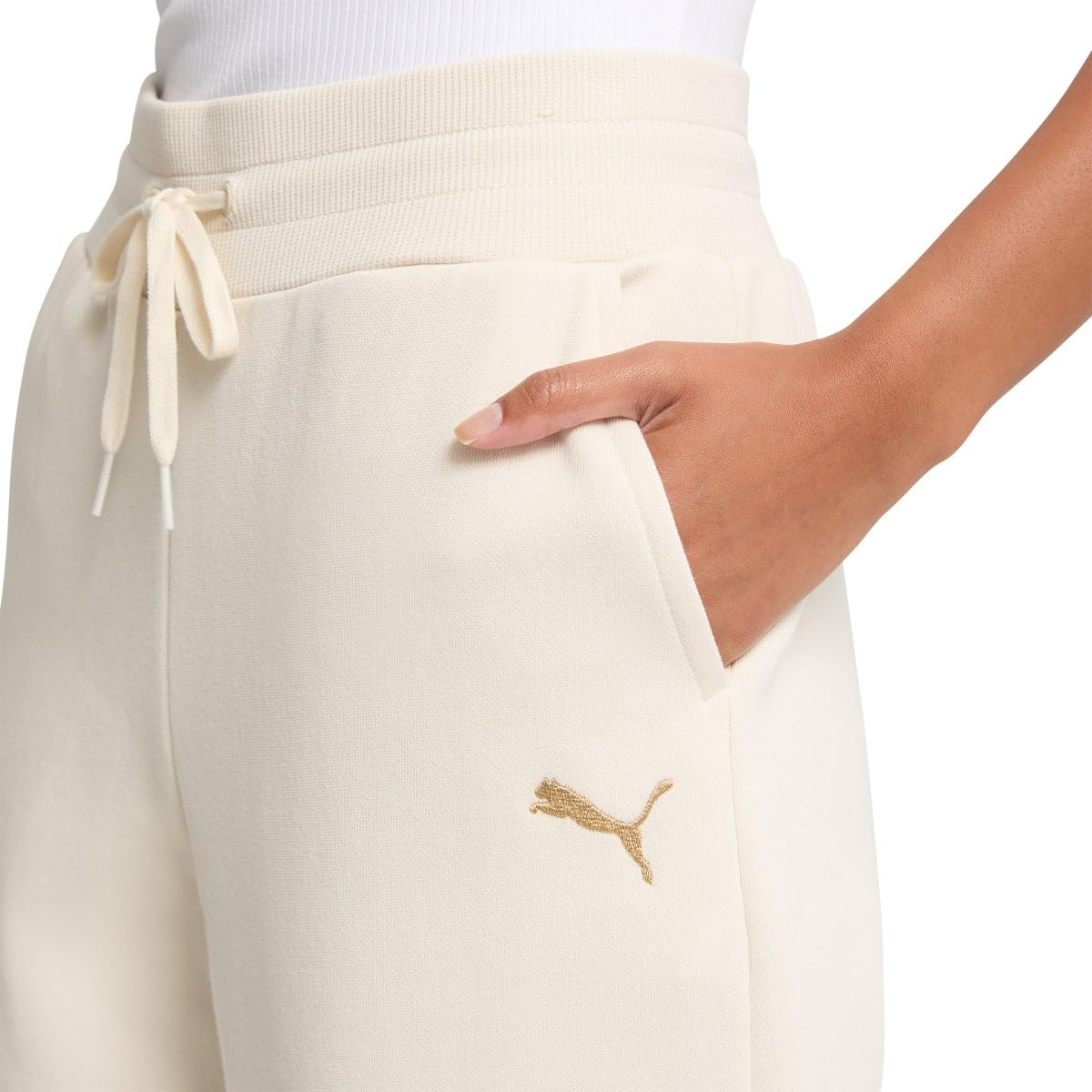 PUMA Women's Fleece Sweat Pants for Women's Straight Legs Winter Sweatpants (Tan, XL)