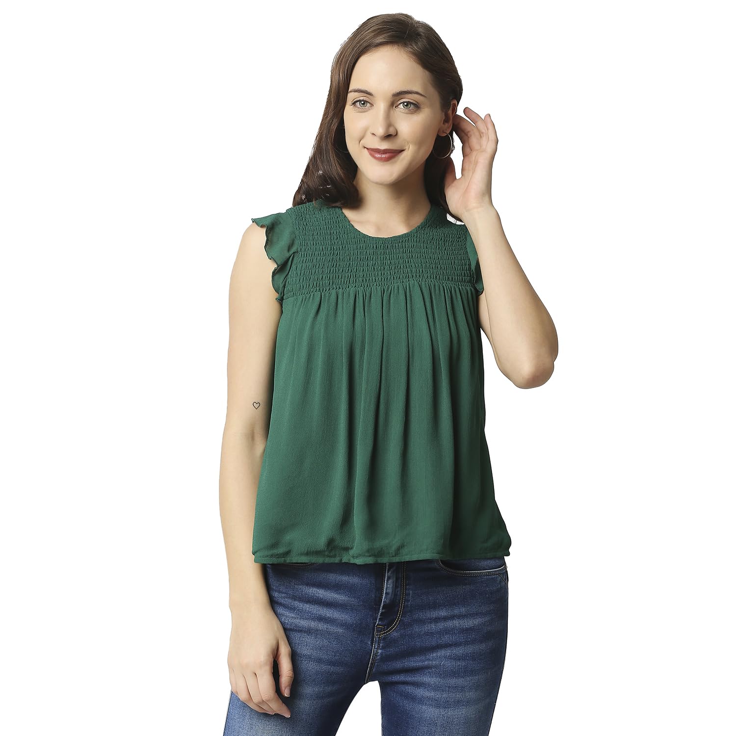 Pepe Jeans WomenS Solid Fit Checked Tops