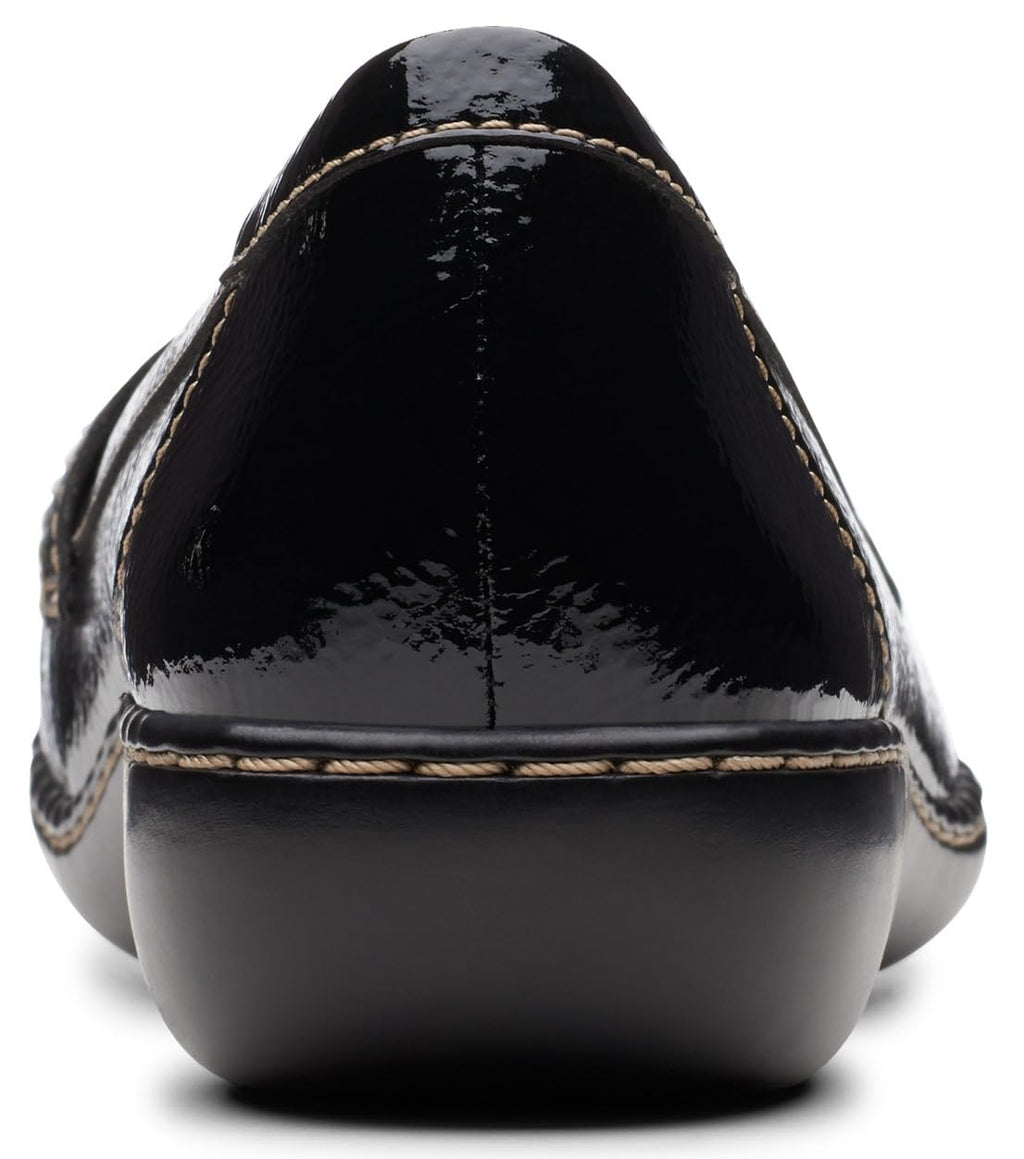 Clarks Women's Ashland Bubble Loafer, Black Crinkle Patent Synthetic, 8.5 M US