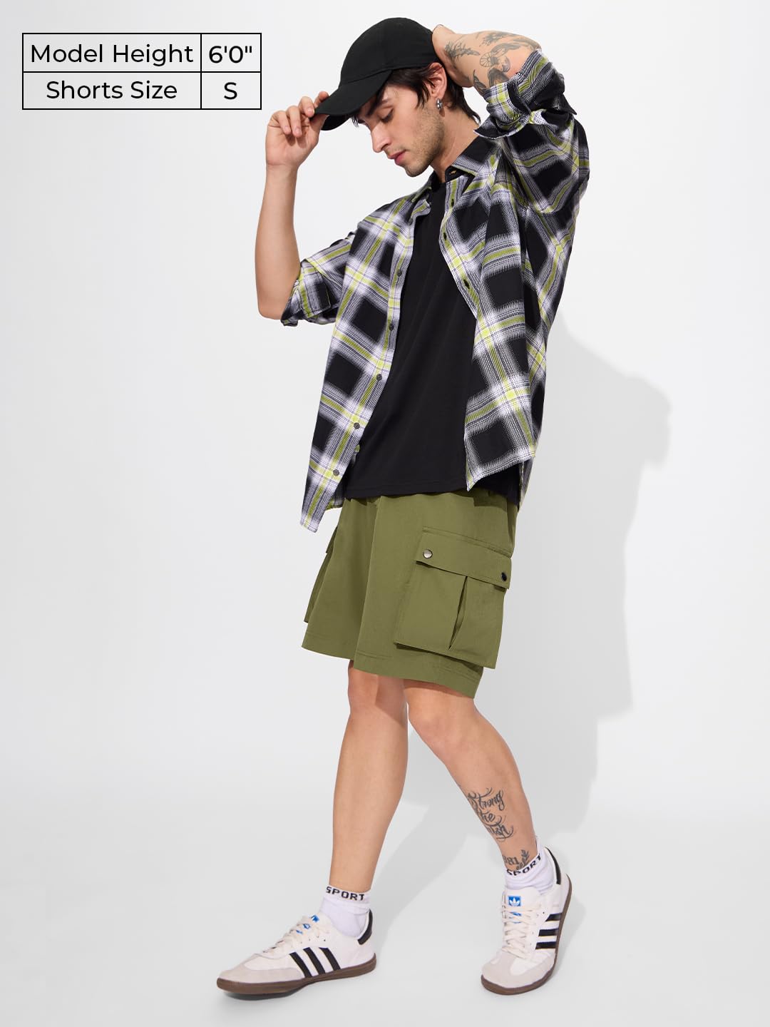 The Souled Store Solids: Military Olive Men and Boys Drawstringed Knee Length Polyester Cargo Shorts