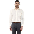 Turtle Men Cotton Linen Slim Fit Solid Formal Shirts Cream
