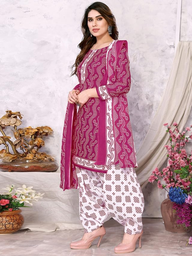 Satrani Womens Printed Poly Cotton Unstitched Dress Material