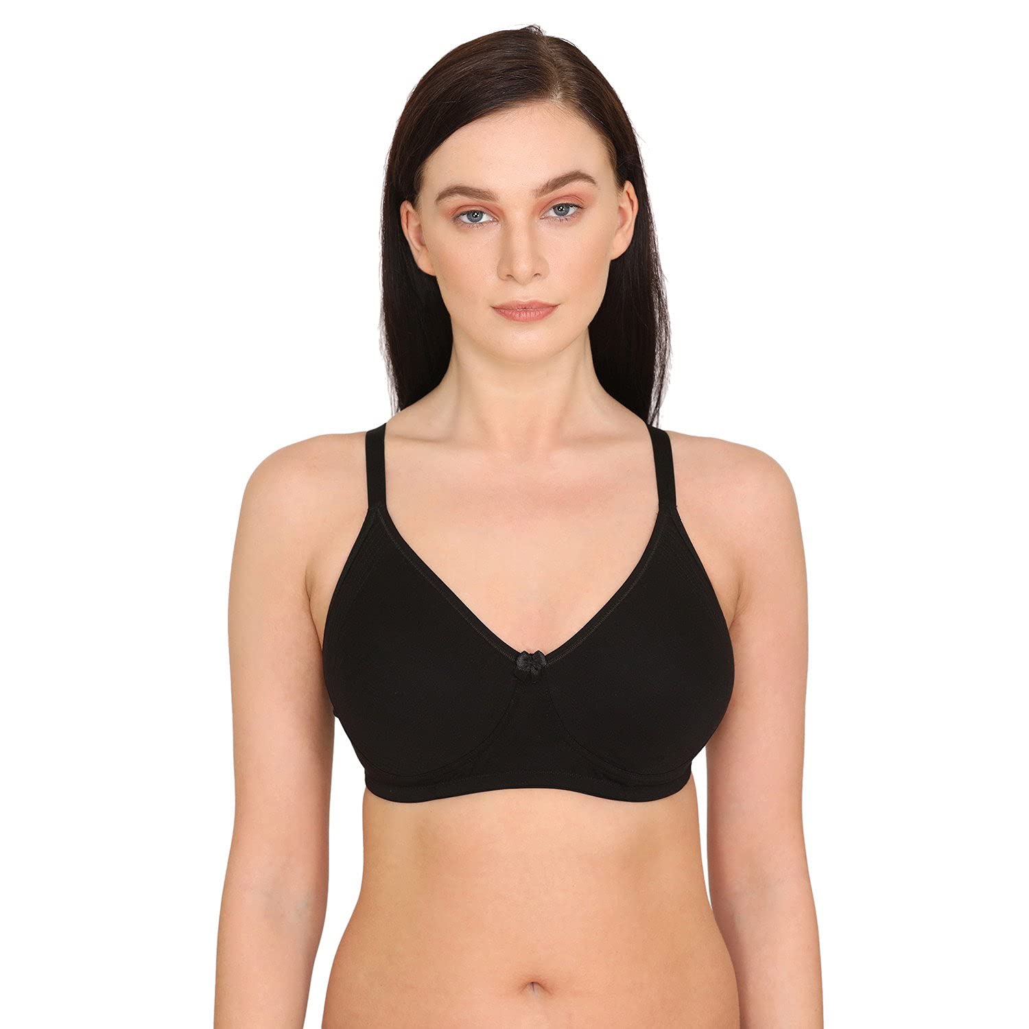 Rosaline by Zivame Womens Cotton Elastane Non Padded Underwire_Type.Value Half Coverage 3/4Th T-Shirt Bra (ZI0ZPCTB130BLAK0034F