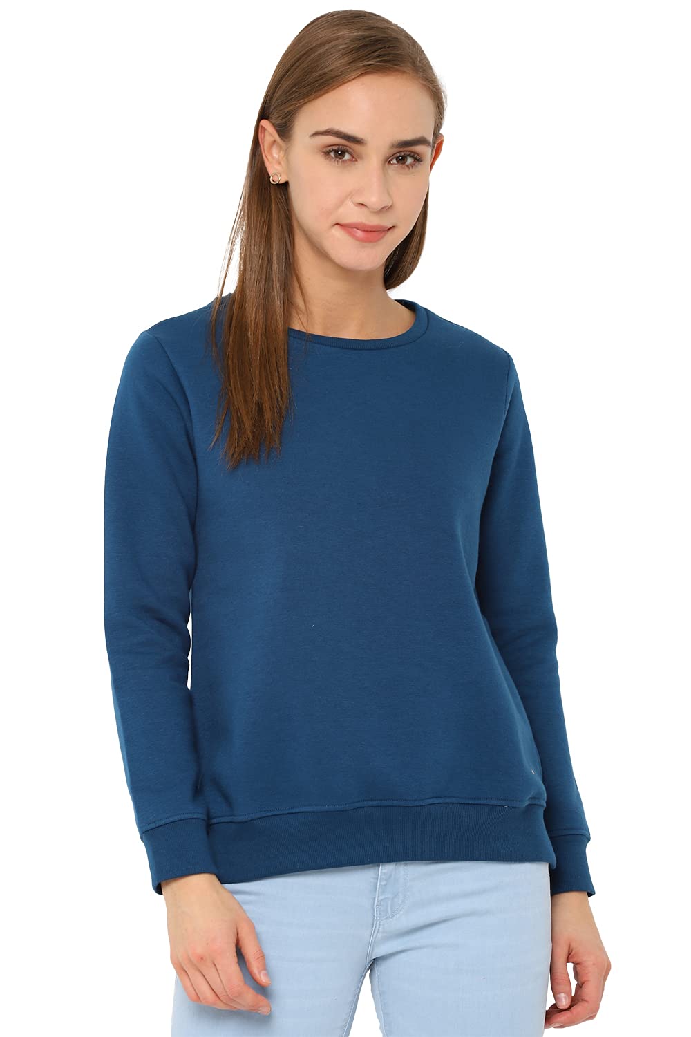 Allen Solly Women Regular Fit Solid Casual Full Sleeve Crew Neck T-Shirt