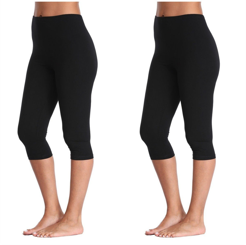 Kotii Women's Lightweight Soft Capri Leggings Crop Leggings 3/4 Stretch Yoga Pants