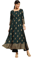 Libas Women'S Viscose Rayon Paisley A-Line Kurta (G2521_Green_Xs)