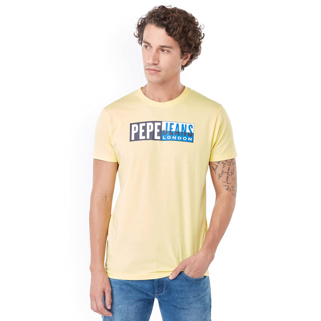 Pepe Jeans MenS Solid Regular T-Shirt (Pm507950_Acid Yellow S)