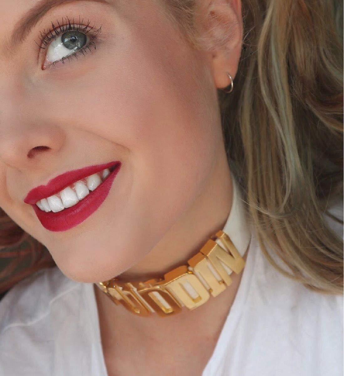 Abitoncc White Pu Leather PUDDIN Choker Necklace for Haley Cosplay Movies Costume Accessiores Halloween Cosplay